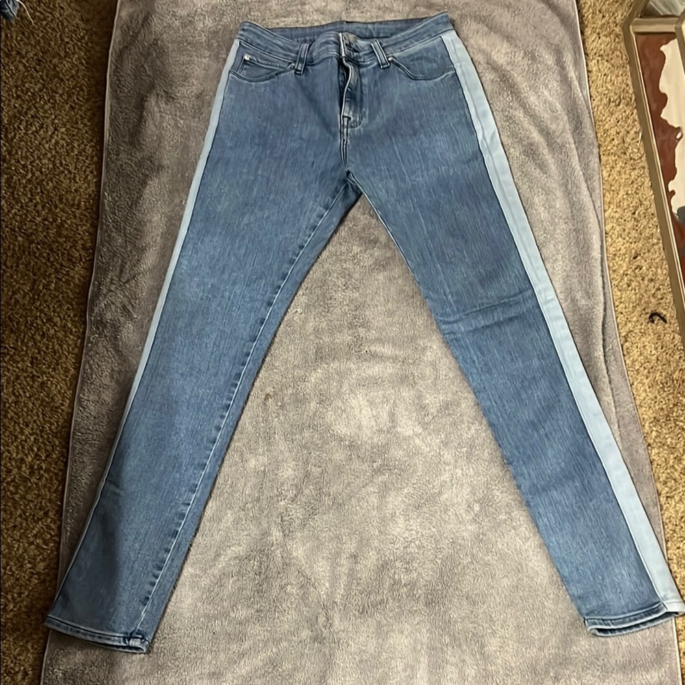 Women's Blue Jeans with Side Stripe